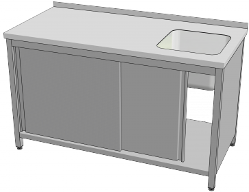 KSVUP - Mycí stůl skříňový s lisovaným dřezem a policí
